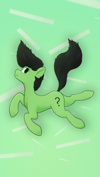 Size: 2160x3840 | Tagged: safe, artist:laykeen, derpibooru exclusive, oc, oc:anon, oc:filly anon, earth pony, pony, falling, female, filly, green background, high res