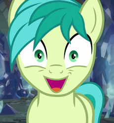Size: 662x718 | Tagged: safe, screencap, sandbar, earth pony, pony, g4, what lies beneath, cropped, cute, faic, looking at you, male, open mouth, sandabetes, solo, stallion