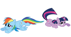 Size: 1280x683 | Tagged: safe, artist:benpictures1, rainbow dash, twilight sparkle, pegasus, pony, unicorn, dragonshy, g4, cute, dashabetes, duo, duo female, female, inkscape, lesbian, lying down, prone, ship:twidash, shipping, simple background, transparent background, twiabetes, unicorn twilight, vector, wavy mouth