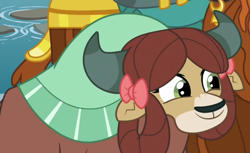 Size: 1106x677 | Tagged: safe, screencap, prince rutherford, yona, yak, g4, my little pony: friendship is magic, school daze, season 8, bow, cropped, cute, female, hair bow, monkey swings, solo focus, yonadorable