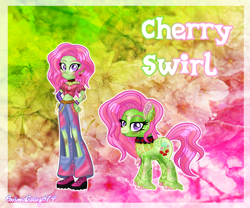 Size: 3088x2568 | Tagged: safe, artist:prismagalaxy514, artist:selenaede, oc, oc only, earth pony, human, pony, equestria girls, g4, asian pony, bracelet, choker, clothes, ear piercing, earring, fingerless gloves, gloves, high res, jewelry, pants, piercing, redesign, reference sheet, ripped pants, short shirt, solo, torn clothes