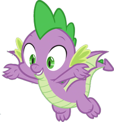 Size: 850x908 | Tagged: safe, edit, edited screencap, editor:pascalmulokozi2, screencap, spike, dragon, g4, background removed, excited, flying, male, not a vector, simple background, solo, transparent background, winged spike, wings