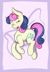 Size: 1423x2048 | Tagged: safe, artist:mscolorsplash, bon bon, sweetie drops, earth pony, pony, g4, adorabon, blushing, cute, eyes closed, female, happy, mare, open mouth, open smile, smiling, solo