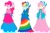 Size: 2266x1488 | Tagged: safe, artist:artsymlp12, fluttershy, pinkie pie, rainbow dash, human, equestria girls, g4, clothes, dress, hypnosis, hypnotized, long dress, long skirt, simple background, skirt, white background