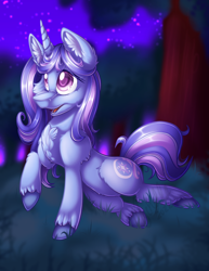 Size: 2550x3300 | Tagged: safe, artist:mychelle, oc, oc only, oc:moonlight shimmer, pony, unicorn, female, high res, horn, lying down, mare, on side, open mouth, open smile, raised hoof, smiling, solo, unicorn oc