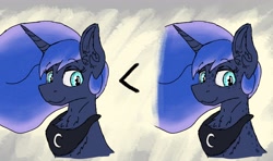 Size: 2562x1518 | Tagged: safe, artist:reddthebat, princess luna, alicorn, pony, g4, bust, chest fluff, ear fluff, freckles, looking at you, smiling, solo