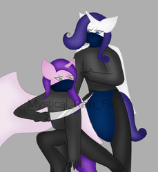 Size: 855x935 | Tagged: safe, artist:mystical-rain-fox, pipp petals, rarity, alicorn, anthro, g5, alicornified, duo, duo female, female, ninja, pippcorn, race swap, raricorn, sword, weapon