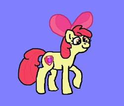 Size: 529x453 | Tagged: safe, artist:bizartprogress, apple bloom, earth pony, pony, g4, blue background, female, filly, foal, simple background, solo, the cmc's cutie marks