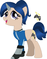 Size: 291x369 | Tagged: safe, artist:selenaede, artist:victorfazbear, pony, unicorn, barely pony related, base used, clothes, controller, crossover, cutie mark, gloves, open mouth, ponified, simple background, smg4, tari, transparent background