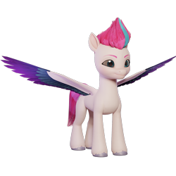 Size: 2048x2048 | Tagged: safe, artist:littleiceage, zipp storm, pegasus, pony, g5, 3d, blender, female, high res, mare, simple background, smiling, solo, spread wings, transparent background, wings