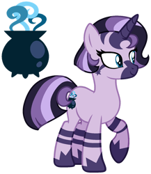 Size: 1024x1181 | Tagged: safe, artist:strawberry-spritz, oc, oc:witches brew, hybrid, zony, base used, interspecies offspring, magical lesbian spawn, offspring, parent:twilight sparkle, parent:zecora, parents:twicora, simple background, solo, transparent background