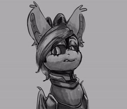 Size: 2508x2160 | Tagged: safe, artist:aliceg, oc, oc only, bat pony, pony, armor, black sclera, high res, looking at you, solo, unamused