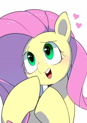 Size: 2507x3541 | Tagged: safe, artist:gakushuogawa, fluttershy, pegasus, pony, g4, bust, female, heart, high res, mare, open mouth, simple background, solo, white background