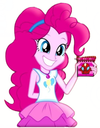 Size: 448x573 | Tagged: safe, artist:caillou300, pinkie pie, human, equestria girls, g4, armchair, blue's clues, chair, crayon, female, handy-dandy notebook, notebook, simple background, solo, thinking chair, transparent background