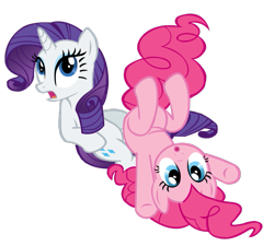Size: 723x652 | Tagged: safe, artist:benpictures1, pinkie pie, rarity, earth pony, pony, unicorn, dragonshy, g4, :o, cute, diapinkes, duo, duo female, female, inkscape, lesbian, mare, open mouth, raribetes, ship:raripie, shipping, shocked, simple background, transparent background, vector