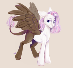 Size: 4900x4540 | Tagged: safe, alternate version, artist:ske, oc, griffon, hybrid, original species, pony, simple background, solo, tan background