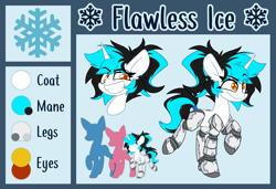 Size: 4168x2856 | Tagged: safe, artist:nekro-led, oc, oc:flawless ice, cyborg, pony, unicorn, amputee, cyberpunk, fangs, quadruple amputee, reference sheet, size chart, size comparison