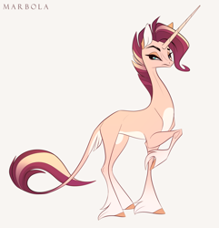 Size: 2336x2424 | Tagged: safe, artist:marbola, oc, oc only, classical unicorn, pony, unicorn, cloven hooves, high res, horn, leonine tail, solo, unshorn fetlocks