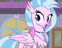 Size: 925x718 | Tagged: safe, screencap, silverstream, classical hippogriff, hippogriff, g4, what lies beneath, cropped, cute, diastreamies, female, jewelry, necklace, solo
