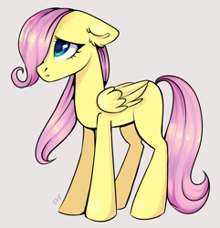 Size: 2800x2900 | Tagged: safe, artist:ske, fluttershy, pegasus, pony, g4, blank flank, female, filly, filly fluttershy, floppy ears, hair over one eye, high res, sad, simple background, solo, younger