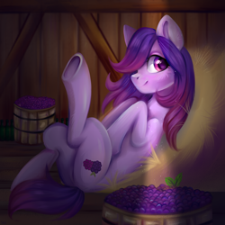 Size: 2000x2000 | Tagged: safe, artist:ske, oc, oc only, oc:share dast, earth pony, pony, berry, food, high res, solo