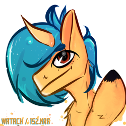 Size: 2000x2000 | Tagged: safe, artist:wata, oc, oc only, oc:wata, pony, unicorn, high res, looking up, simple background, solo, white background