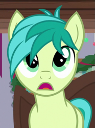 Size: 523x702 | Tagged: safe, screencap, sandbar, earth pony, pony, g4, the hearth's warming club, cropped, male, open mouth, reaction image, solo