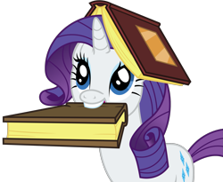 Size: 2743x2244 | Tagged: safe, artist:sketchmcreations, rarity, pony, unicorn, g4, look before you sleep, season 1, book, female, high res, mare, mouth hold, simple background, solo, transparent background, vector