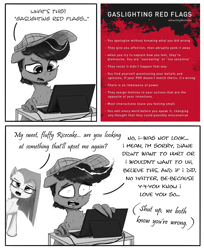 Size: 3500x4279 | Tagged: safe, artist:chopsticks, pinkie pie, oc, oc:chopsticks, pegasus, pony, comic:wtb is this?, g4, canon x oc, comic, computer, computer mouse, female, gaslighting, hat, husband and wife, laptop computer, male, monochrome, pinkamena diane pie, stuttering, text, wing hands, wings