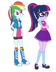 Size: 2900x3719 | Tagged: safe, artist:gmaplay, rainbow dash, sci-twi, twilight sparkle, human, equestria girls, movie magic, spoiler:eqg specials, sci-twi outfits, simple background, transparent background, vector