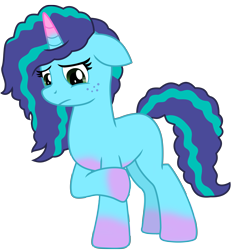 Size: 5954x6417 | Tagged: safe, artist:ejlightning007arts, misty brightdawn, pony, unicorn, g4, g5, my little pony: make your mark, spoiler:g5, emotional, freckles, g5 to g4, generation leap, simple background, solo, transparent background, vector