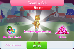 Size: 1274x857 | Tagged: safe, diamond dog, idw, official, apple, bacon, basket, blouse, brown fur, bundle, bush, choker, collar, costs real money, dog collar, english, female, female diamond dog, food, gameloft, gem, idw showified, jar, meat, numbers, pattern, picnic, picnic basket, picnic blanket, sale, sandwich, solo, solo focus, text, unnamed character, yellow eyes