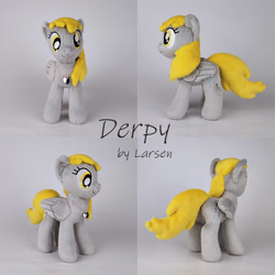 Size: 1000x1000 | Tagged: safe, artist:larsen toys, derpy hooves, pegasus, pony, g4, folded wings, for sale, irl, jewelry, multiple views, necklace, photo, plushie, pony plushie, solo, toy, wings