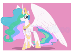 Size: 7368x5168 | Tagged: safe, artist:milkyboo898, princess celestia, alicorn, pony, g4, crown, jewelry, obtrusive watermark, regalia, solo, watermark