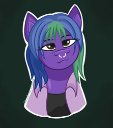Size: 800x900 | Tagged: safe, pony, bust, clothes, female, head, mare, nose piercing, piercing, ponified, purple, septum piercing, solo