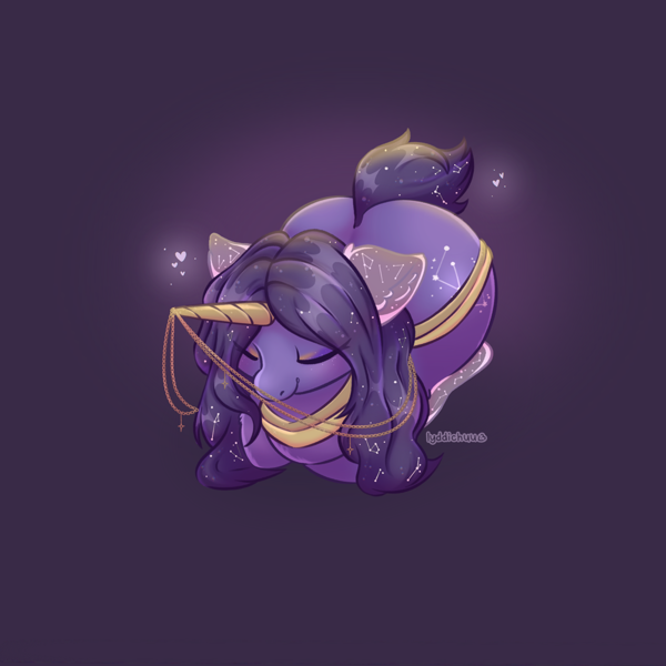 Size: 2048x2048 | Tagged: safe, artist:lyddichuu, oc, oc only, oc:urania, pony, unicorn, butt, clothes, eyes closed, eyeshadow, featured image, female, high res, horn, horn jewelry, jewelry, long mane, lying down, makeup, mare, plot, ponyloaf, prone, scarf, short tail, smiling, solo, tail, thick