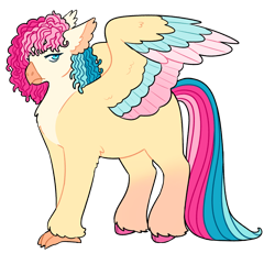 Size: 1280x1180 | Tagged: safe, artist:s0ftserve, oc, oc:hibiscus flower, hippogriff, hybrid, colored wings, female, interspecies offspring, magical lesbian spawn, offspring, parent:pinkie pie, parent:princess skystar, parents:skypie, simple background, solo, transparent background, two toned wings, wings