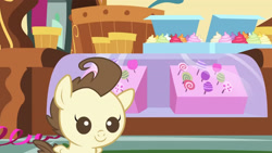 Size: 3410x1920 | Tagged: safe, screencap, pound cake, pegasus, pony, g4, it isn't the mane thing about you, season 7, baby, baby pony, colt, foal, high res, male, smiling, solo, sugarcube corner