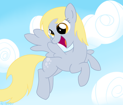 Size: 3500x3000 | Tagged: safe, artist:reinbou, derpy hooves, pegasus, pony, g4, cloud, flying, high res, simple background, solo