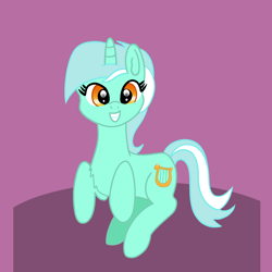 Size: 1600x1600 | Tagged: safe, artist:platinumdrop, lyra heartstrings, pony, unicorn, g4, commission, female, horn, looking at you, mare, orange eyes, simple background, smiling, smiling at you, solo, tail, ych example, your character here