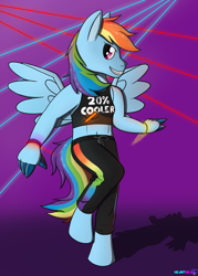 Size: 2000x2800 | Tagged: safe, artist:passionpanther, rainbow dash, pegasus, anthro, unguligrade anthro, series:plur is magic, g4, 20% cooler, dancing, finger hooves, glowstick, high res, party, rave, solo