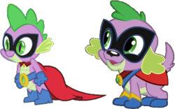 Size: 489x306 | Tagged: safe, edit, edited screencap, editor:pascalmulokozi2, screencap, spike, spike the regular dog, dog, dragon, equestria girls, equestria girls specials, g4, my little pony equestria girls: movie magic, power ponies (episode), season 4, background removed, boots, cape, clothes, gloves, humdrum costume, male, not a vector, power ponies, self paradox, self ponidox, shoes, simple background, transparent background