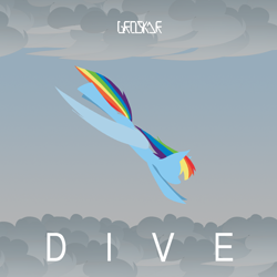 Size: 1400x1400 | Tagged: dead source, safe, artist:groskar, rainbow dash, pegasus, pony, g4, diving, lineless, solo, song cover