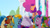 Size: 3410x1920 | Tagged: safe, screencap, autumn skies, cherry prancer, elderberry blossom, feather clips, flare (g5), plum library, posey bloom, rufus, sunny starscout, earth pony, pegasus, pony, unicorn, g5, my little pony: tell your tale, puphunt, spoiler:g5, spoiler:my little pony: tell your tale, female, high res, male, mane stripe sunny, mare, open mouth, stallion, unnamed character, unnamed pony, youtube link