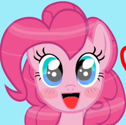 Size: 1169x1156 | Tagged: safe, artist:ponywarlord777, derpibooru exclusive, pinkie pie, earth pony, pony, g4, :d, anime, blush sticker, blushing, bust, cute, looking at you, open mouth, open smile, portrait, smiling, solo