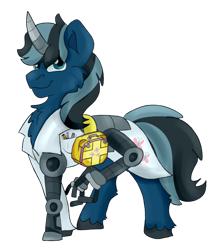 Size: 1657x1964 | Tagged: safe, artist:euspuche, oc, oc only, cyborg, cyborg pony, pony, unicorn, fallout equestria, medic, pencil, simple background, solo, transparent background