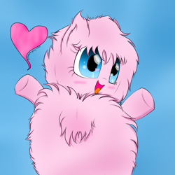 Size: 2000x2000 | Tagged: safe, artist:meotashie, oc, oc only, oc:fluffle puff, pony, female, heart, high res, open mouth, solo