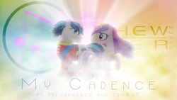 Size: 1920x1080 | Tagged: safe, artist:anitech, artist:vexx3, princess cadance, shining armor, alicorn, pony, unicorn, g4, backlighting, crepuscular rays, duo, horn, horns are touching, song cover