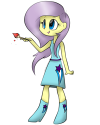 Size: 1280x1600 | Tagged: safe, artist:meotashie, oc, oc only, oc:stardust, human, equestria girls, g4, clothes, dress, equestria girls oc, equestria girls-ified, female, not fluttershy, paintbrush, simple background, solo, white background