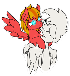 Size: 896x964 | Tagged: safe, artist:thebathwaterhero, oc, oc only, oc:compu, oc:lavender, pegasus, pony, robot, robot pony, duo, female, filly, filly on filly, foal, kissing, lesbian, making out, pegasus oc, simple background, transparent background